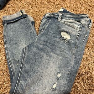 Distressed Blue Jeans